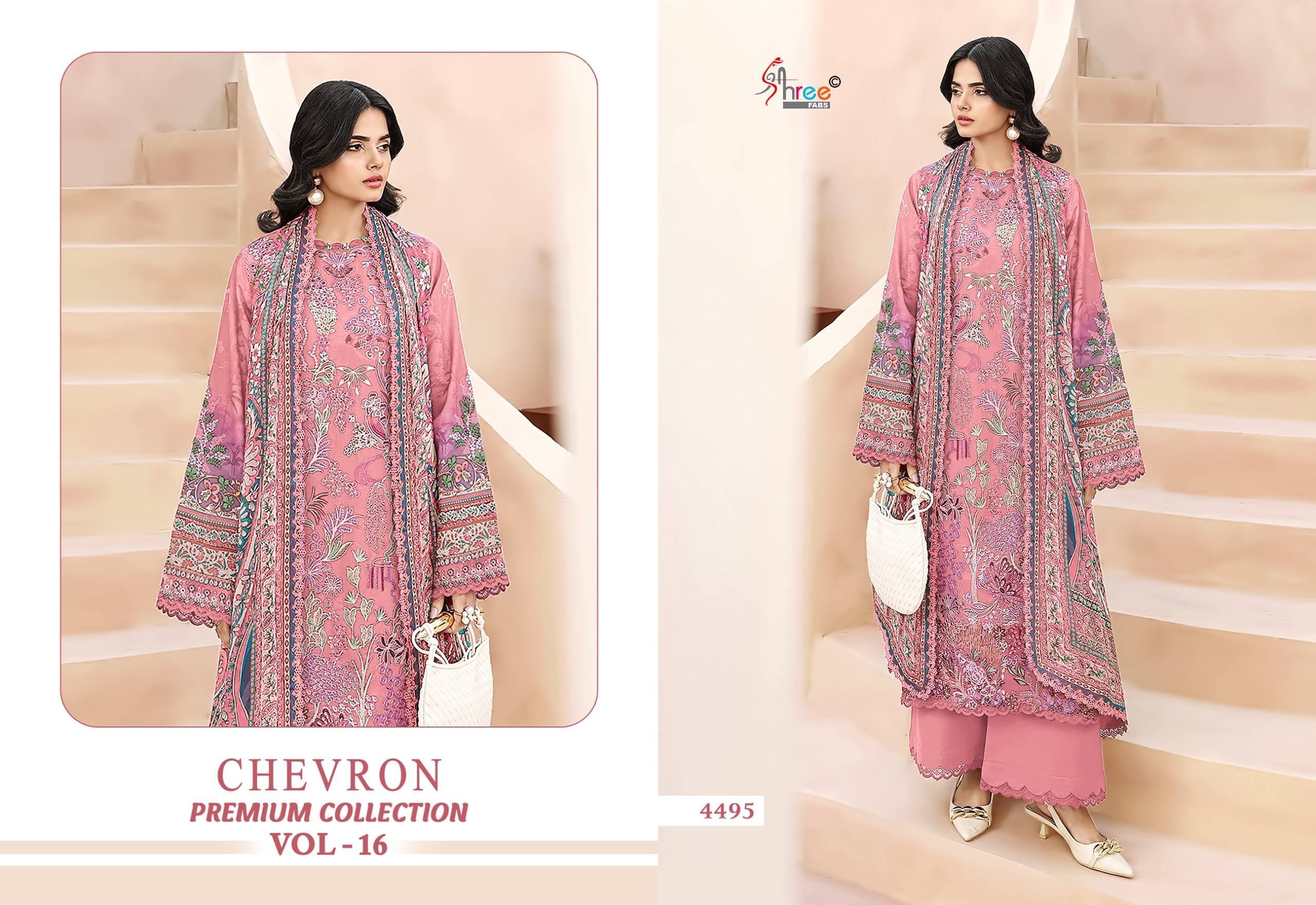 CHEVRON PREMIUM COLLECTION VOL-16 By Shree Fabs Pakistani Stylish Embroidered PURE COTTON Dresses At Wholesale Price